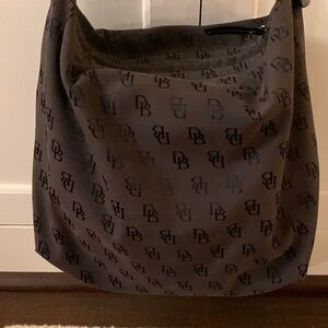 Vintage Dooney and Bourke Monogram Shoulder Bag Black on Gray